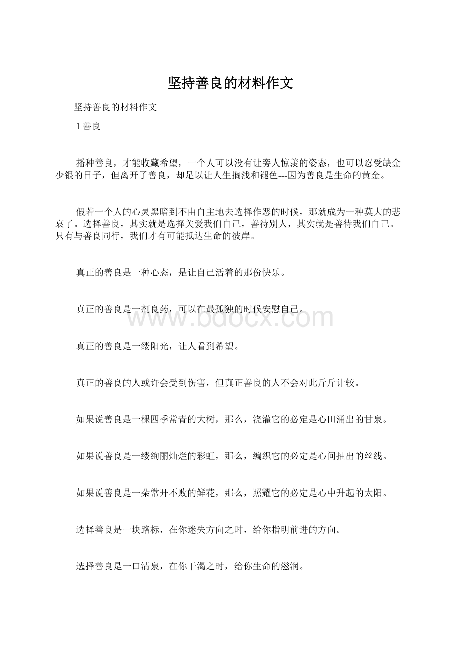 坚持善良的材料作文Word格式文档下载.docx