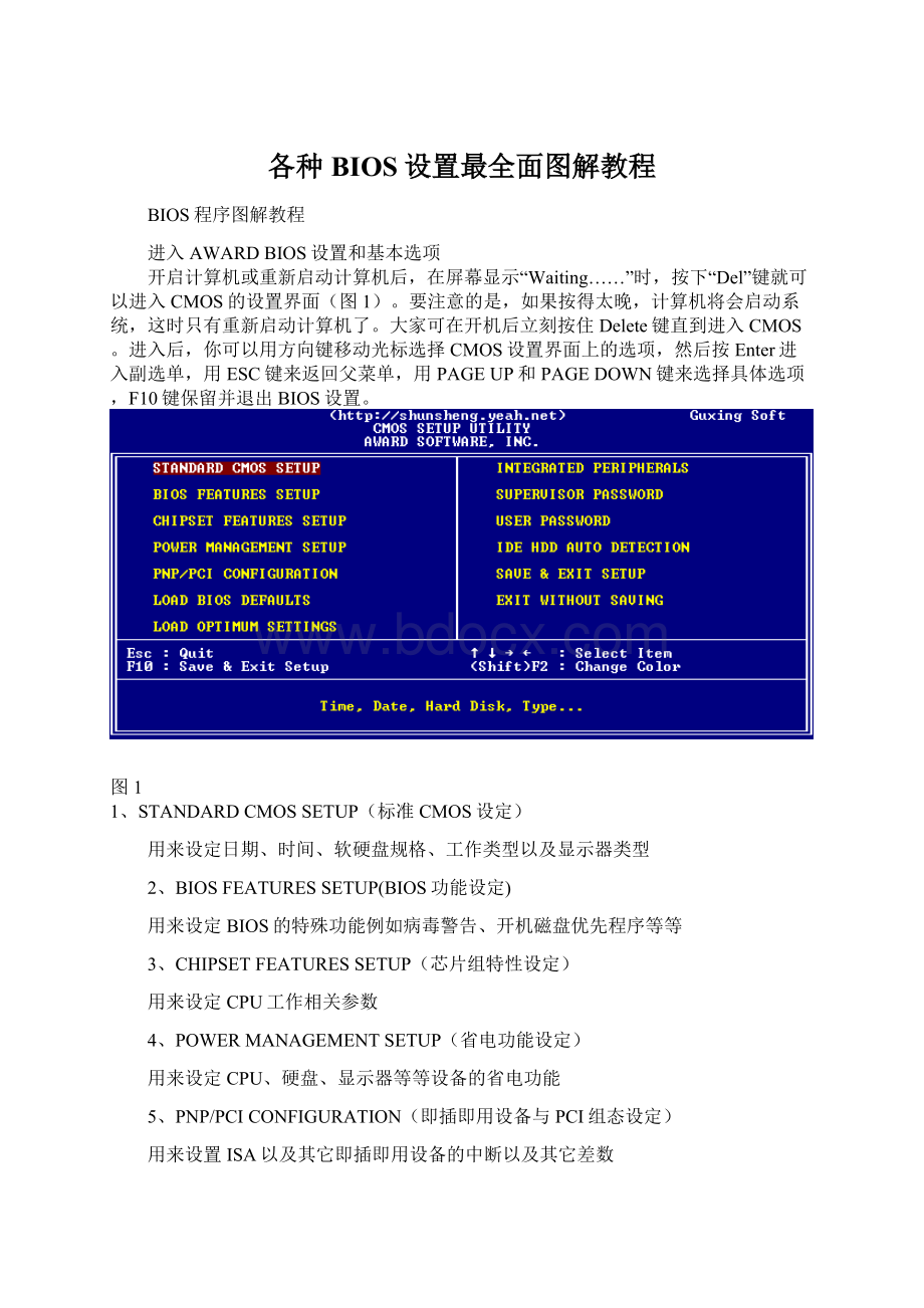 各种BIOS设置最全面图解教程Word文件下载.docx