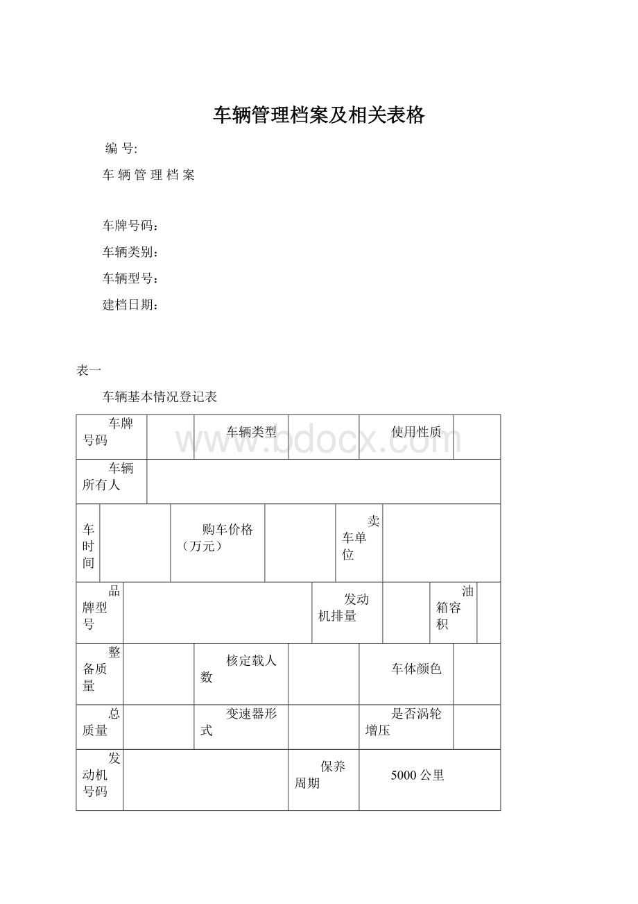 车辆管理档案及相关表格.docx_第1页