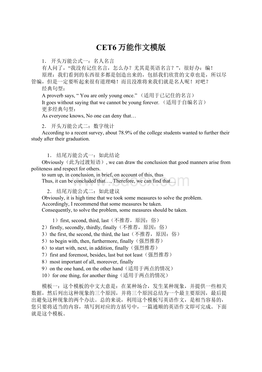 CET6万能作文模版Word文档格式.docx