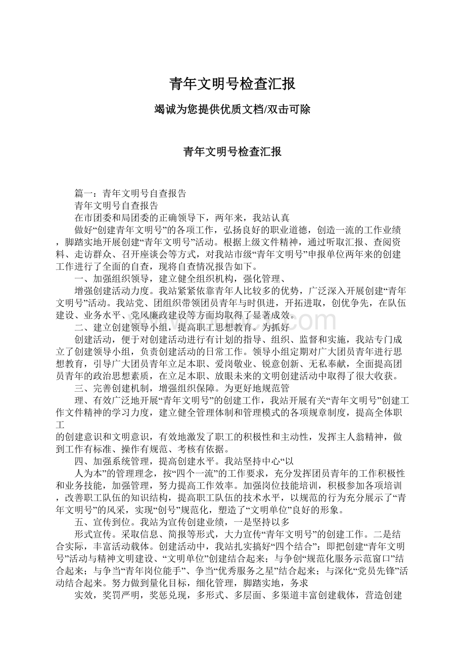 青年文明号检查汇报文档格式.docx_第1页