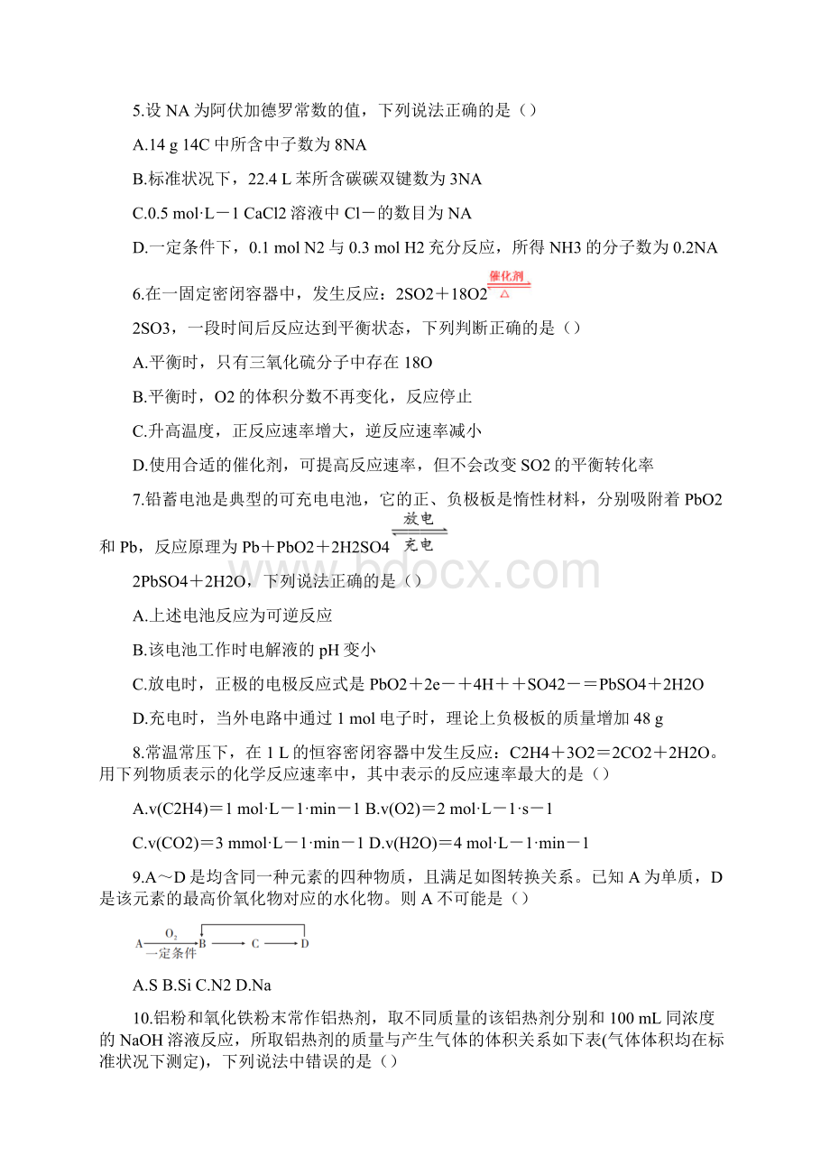 学年湖南省三湘名校教育联盟高一下学期期中联考化学试题.docx_第2页