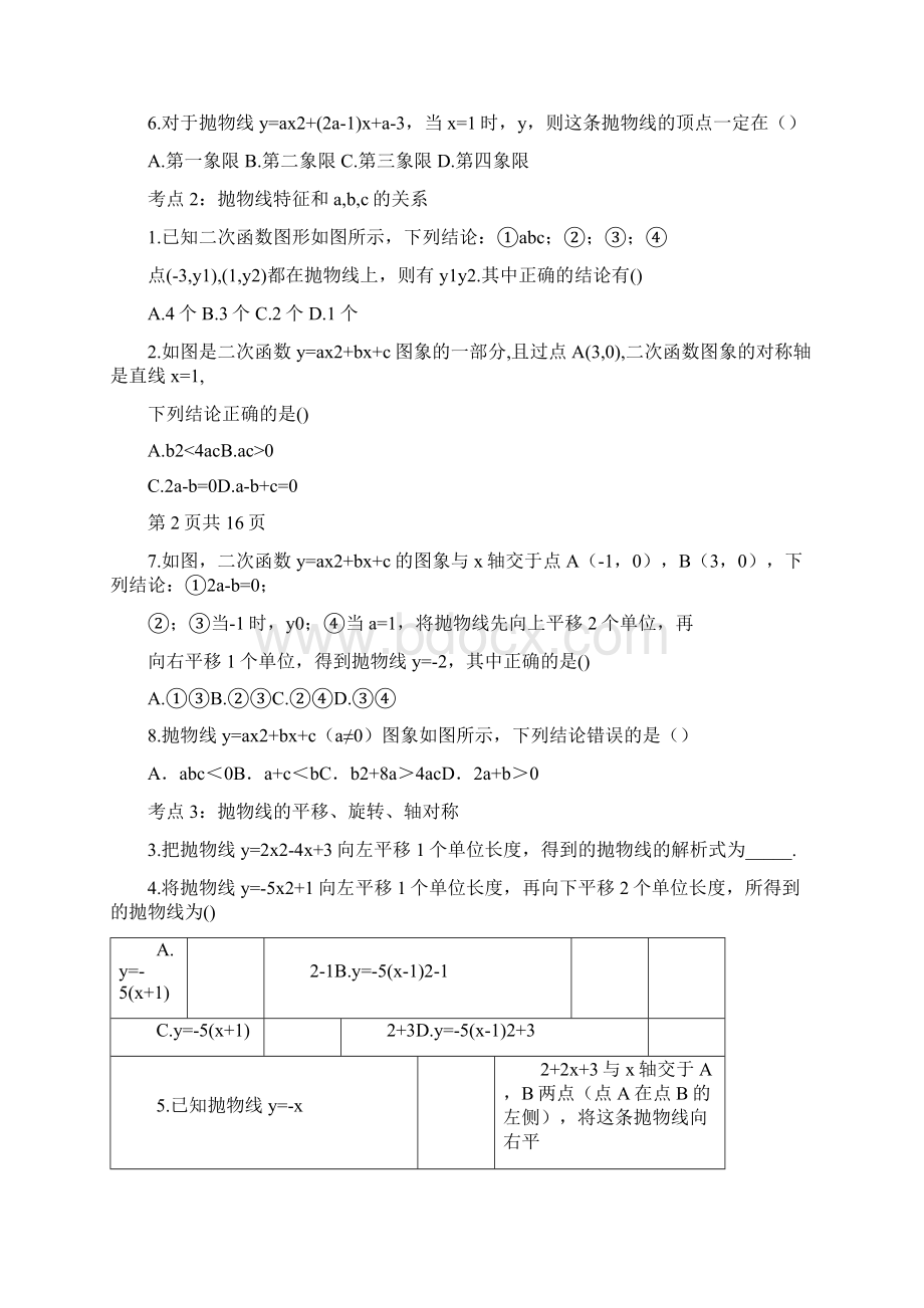 中考数学复习专题训练二次函数的图像与性质.docx_第2页