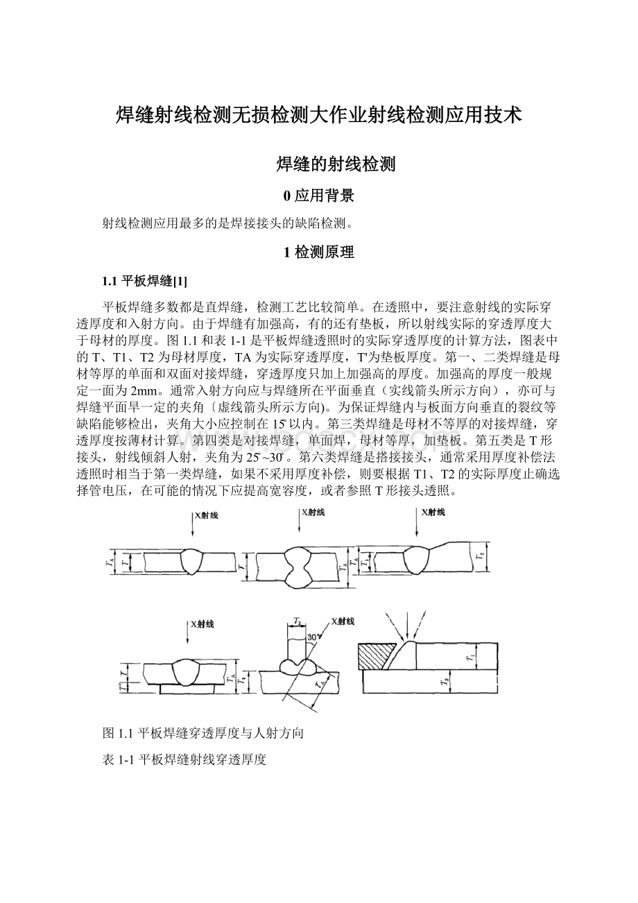 焊缝射线检测无损检测大作业射线检测应用技术.docx_第1页