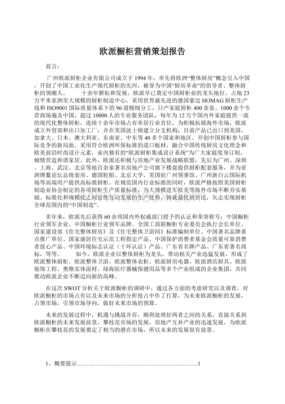 欧派橱柜营销策划报告文档格式.docx