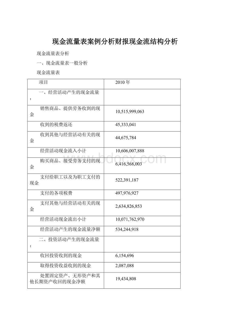 现金流量表案例分析财报现金流结构分析.docx_第1页