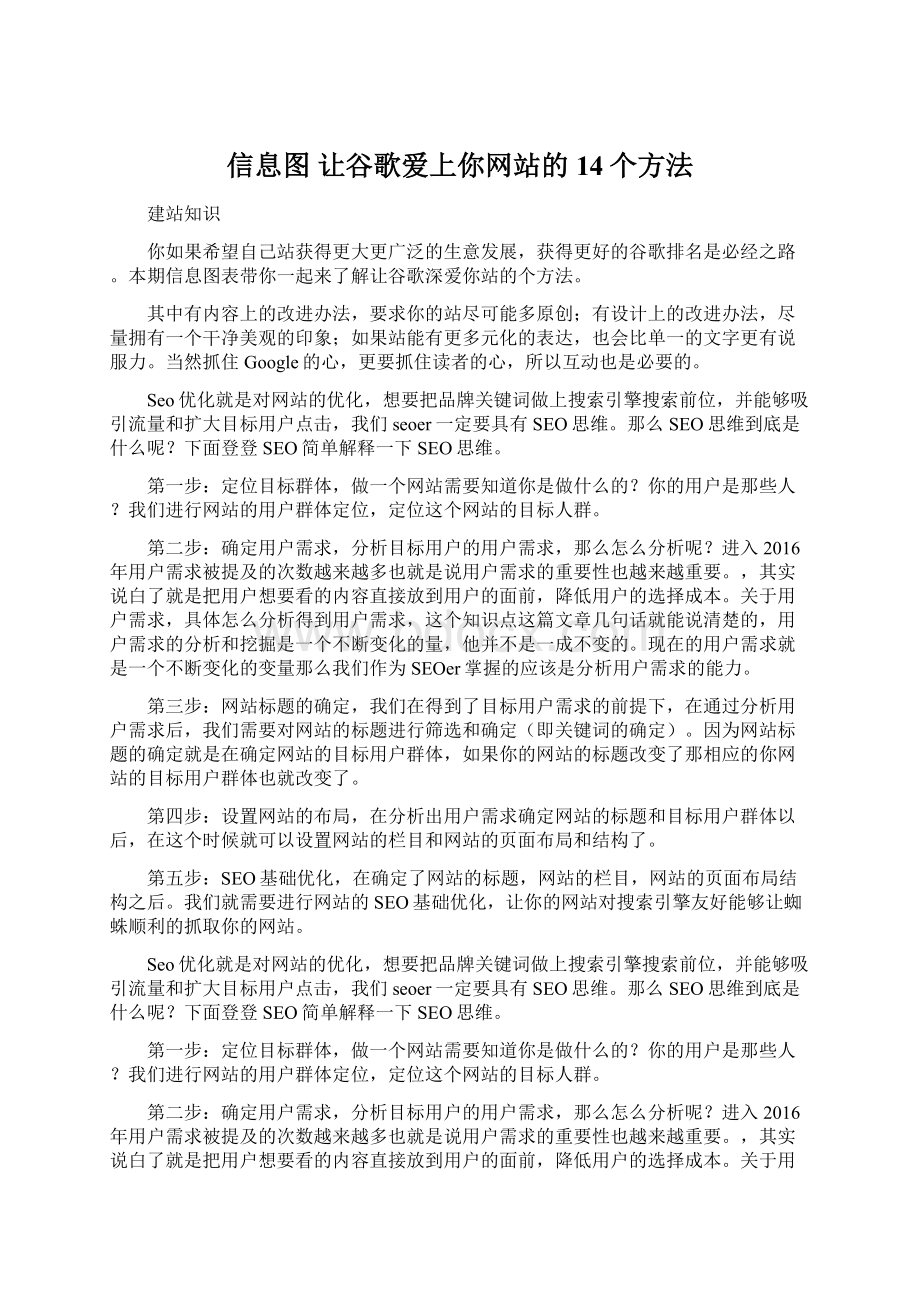 信息图 让谷歌爱上你网站的14个方法.docx_第1页