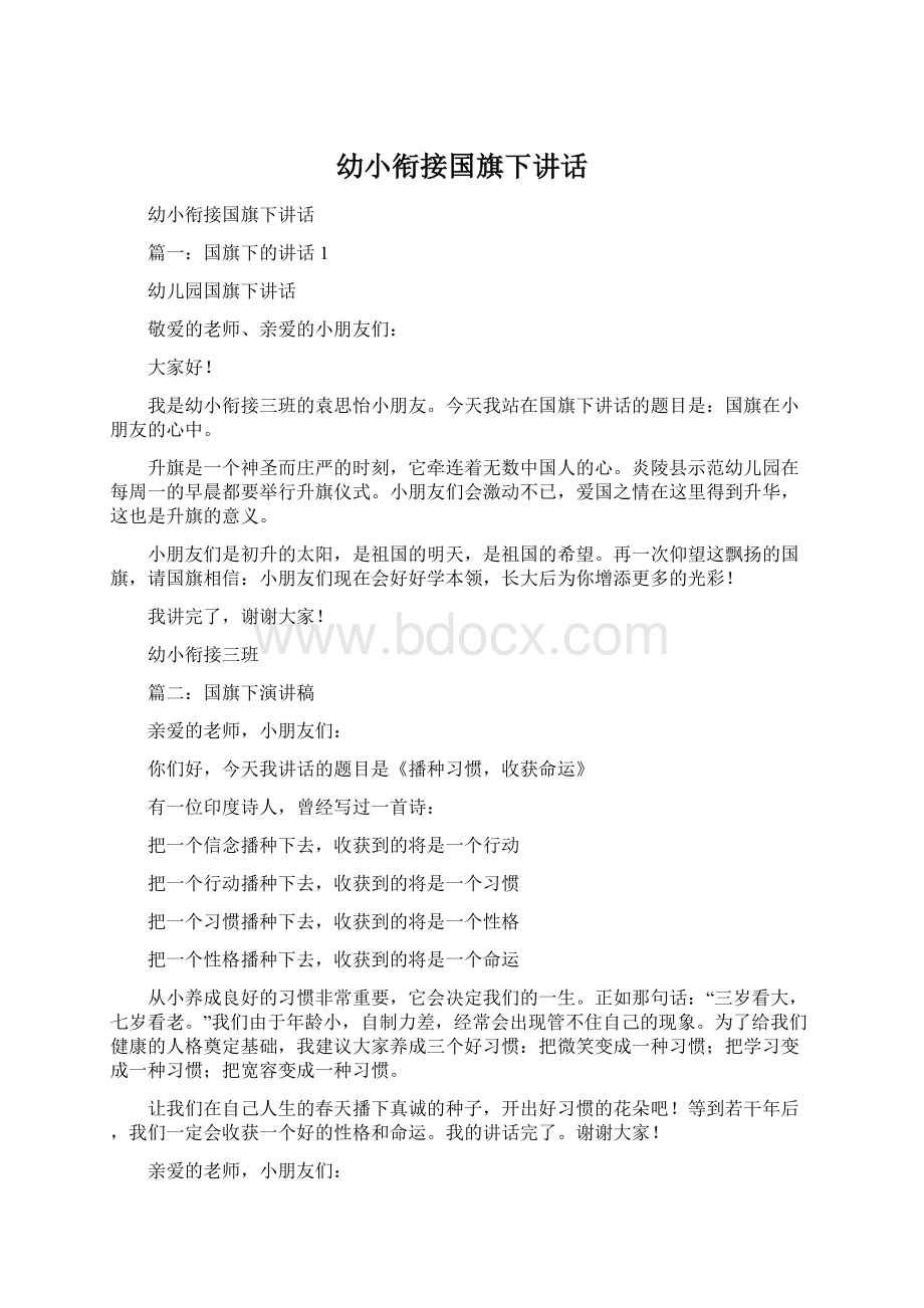 幼小衔接国旗下讲话文档格式.docx