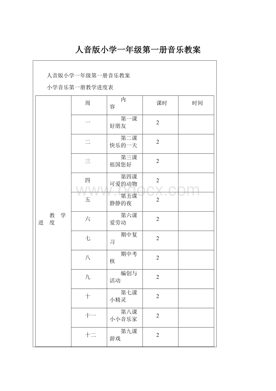 人音版小学一年级第一册音乐教案.docx_第1页