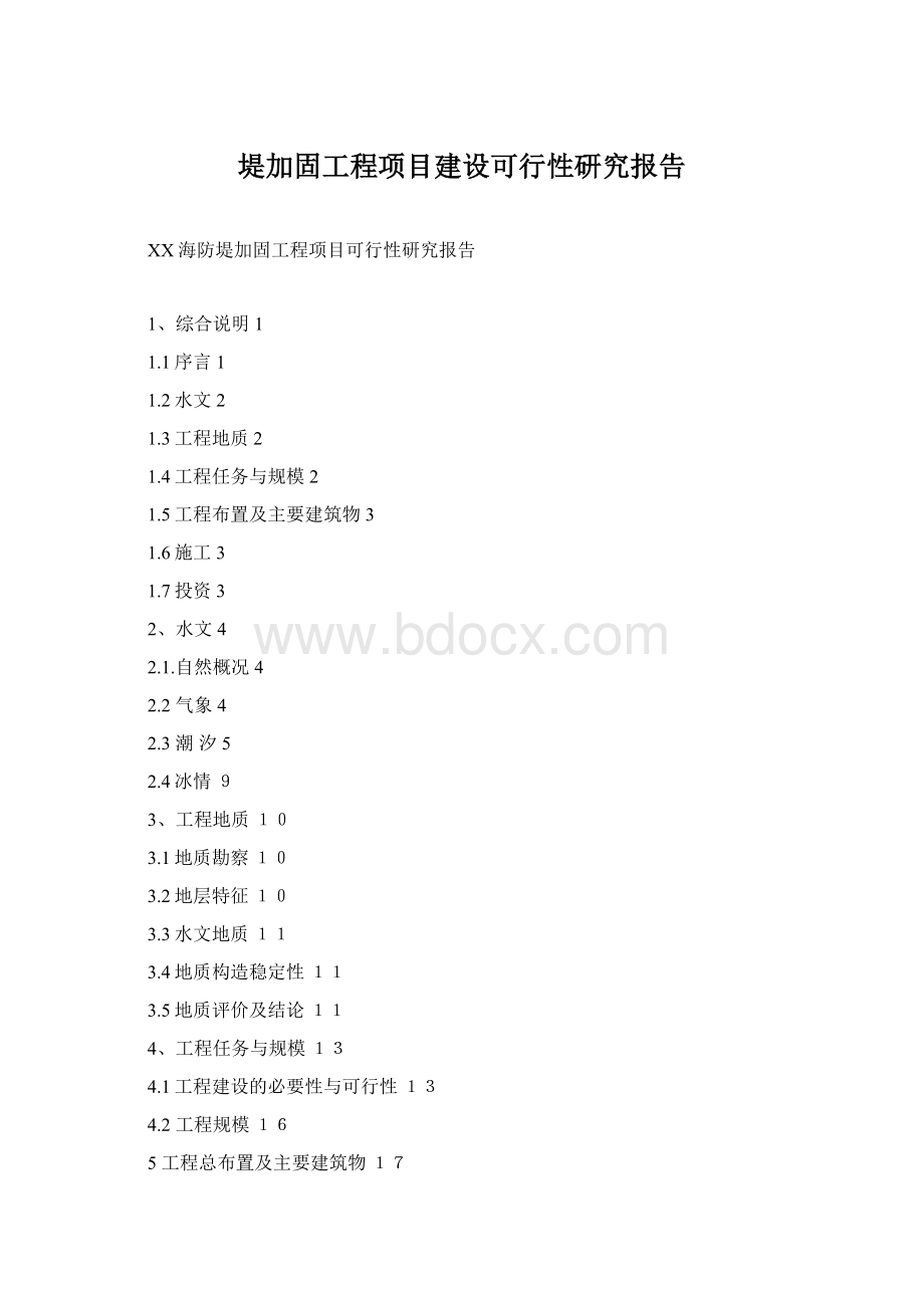 堤加固工程项目建设可行性研究报告Word格式.docx_第1页