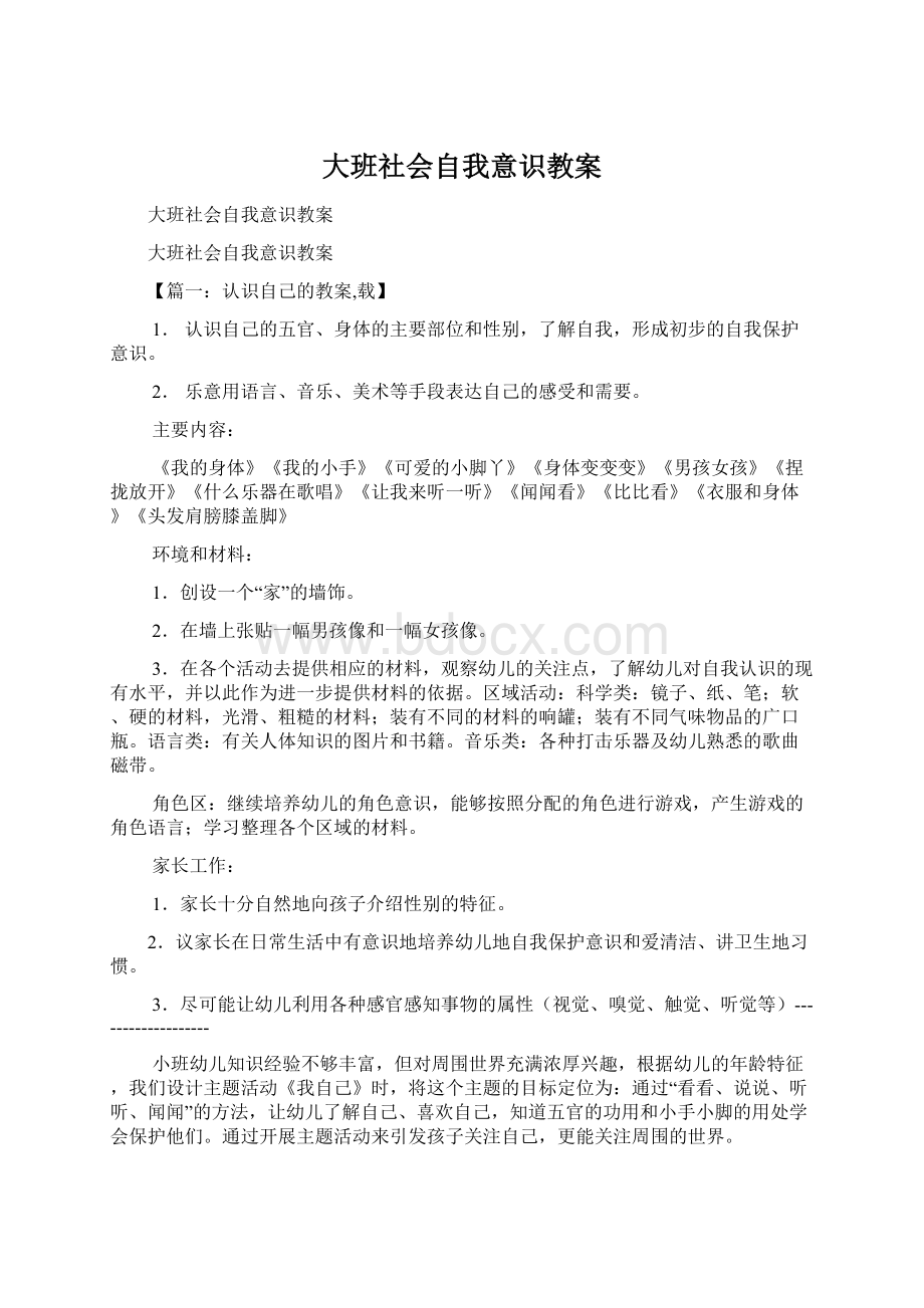 大班社会自我意识教案.docx