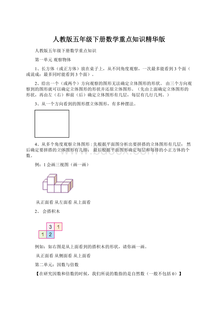 人教版五年级下册数学重点知识精华版.docx