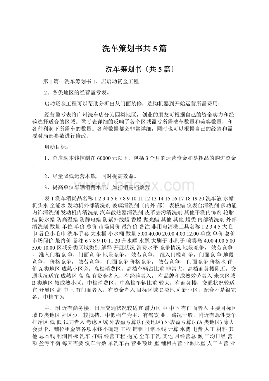 洗车策划书共5篇.docx_第1页