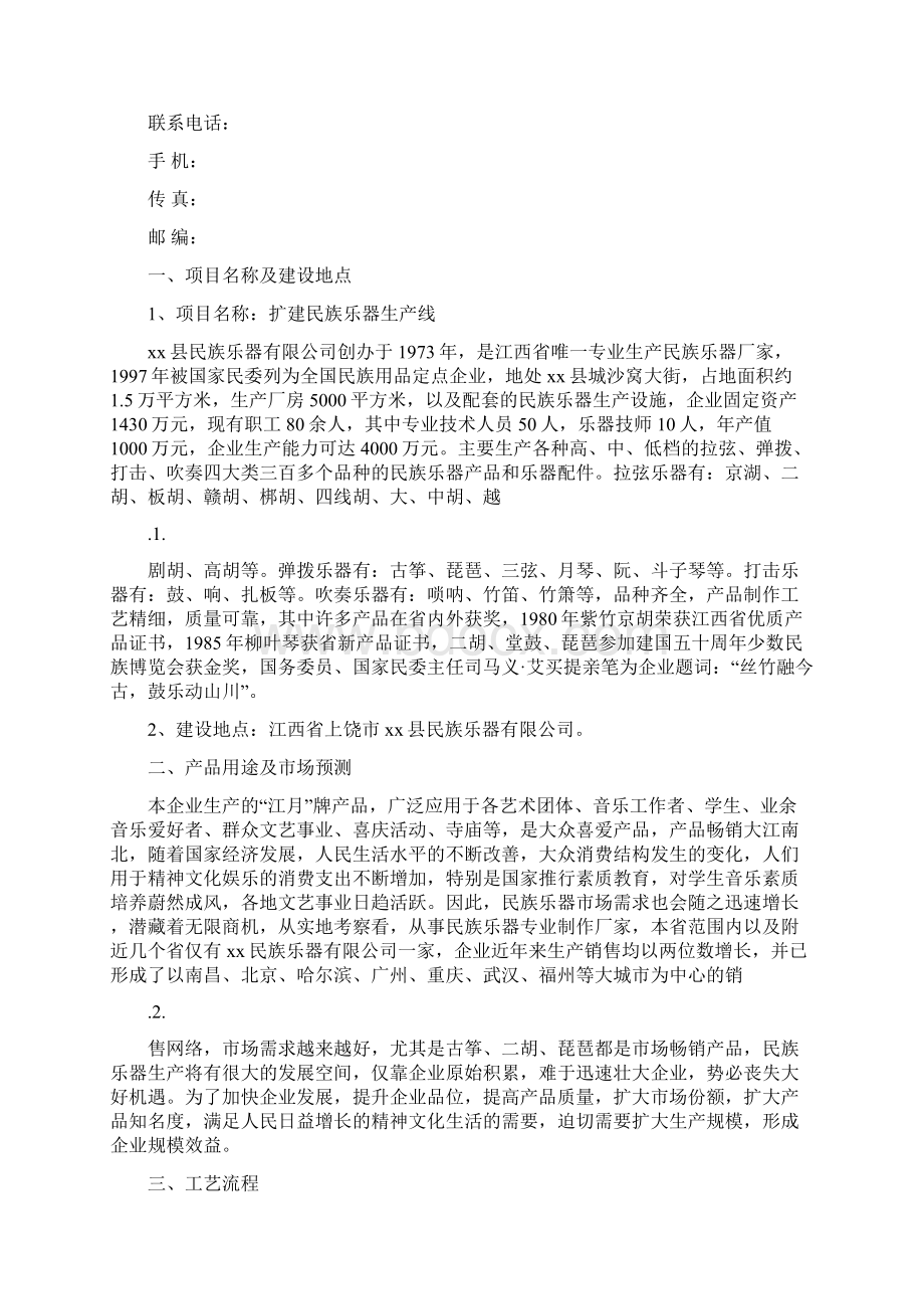 扩建民族乐器生产线可行性研究报告Word格式文档下载.docx_第2页