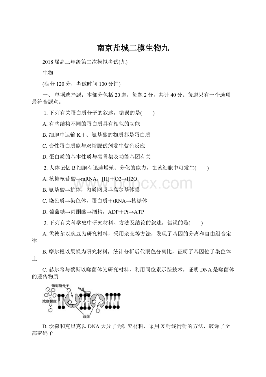 南京盐城二模生物九Word格式文档下载.docx