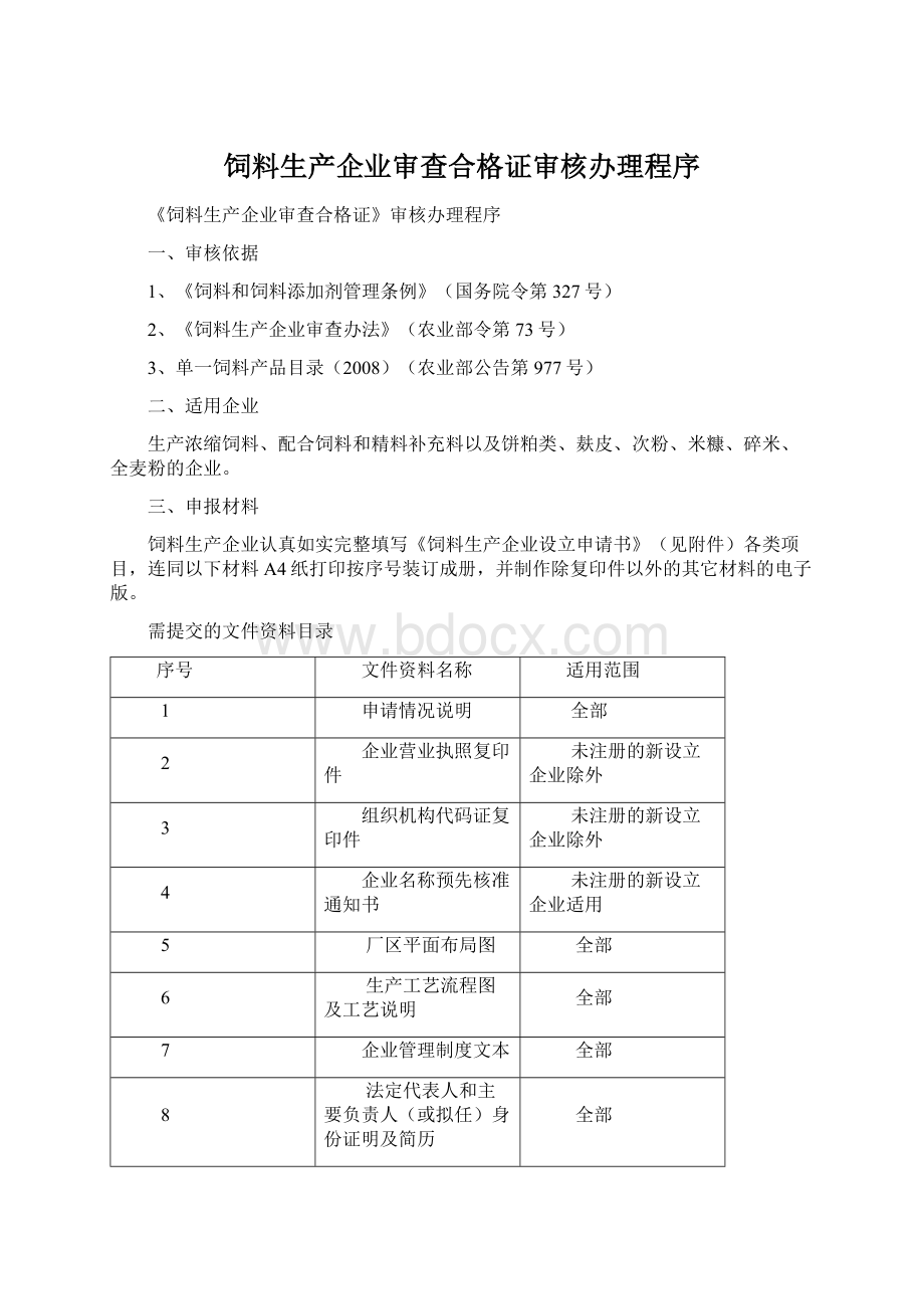 饲料生产企业审查合格证审核办理程序.docx_第1页