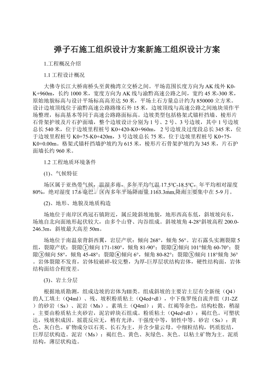 弹子石施工组织设计方案新施工组织设计方案.docx