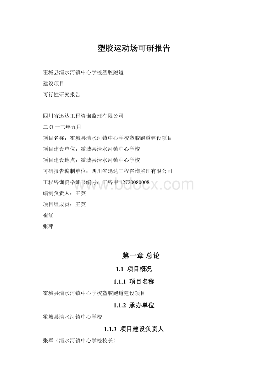 塑胶运动场可研报告Word文档下载推荐.docx_第1页