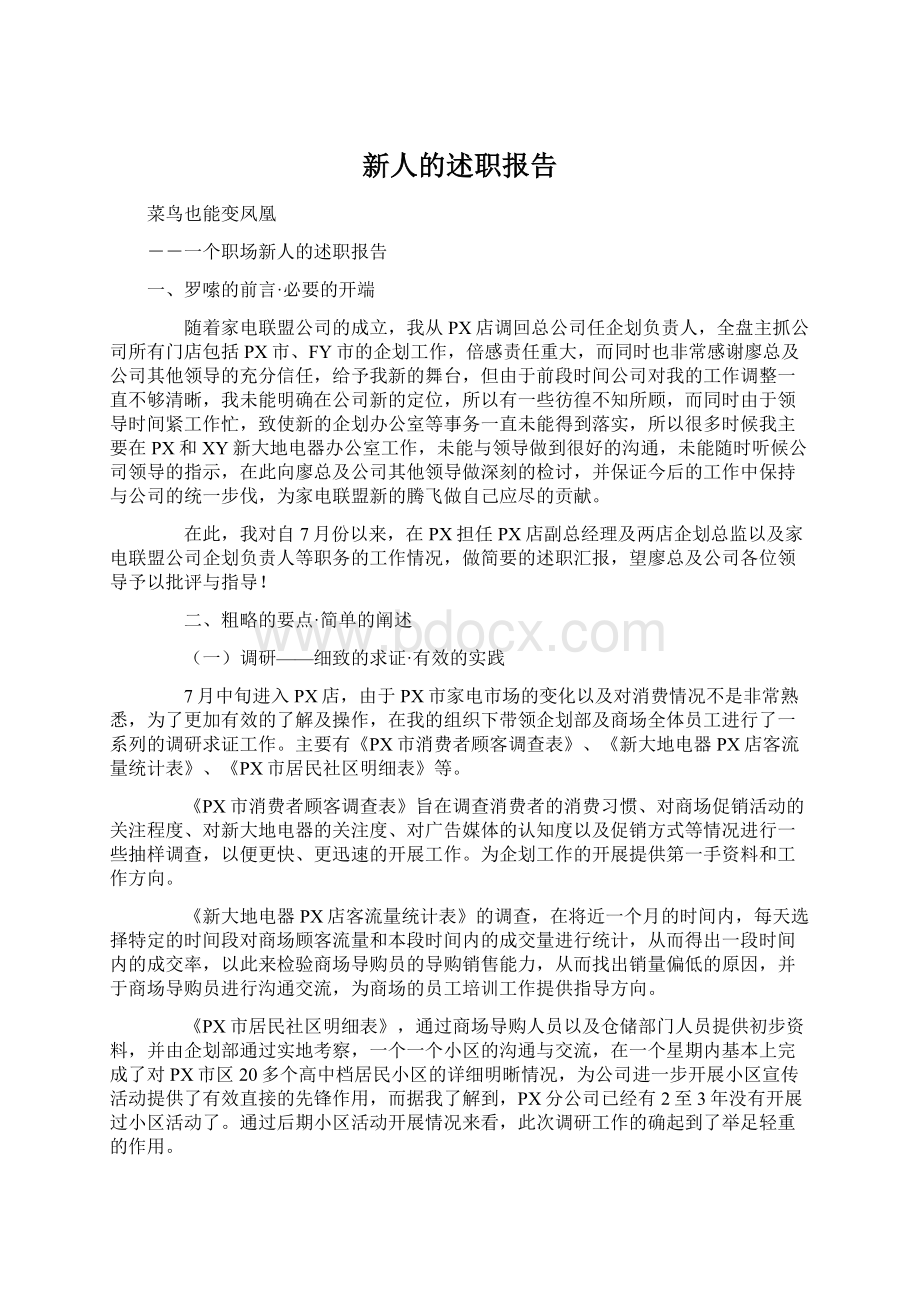 新人的述职报告.docx