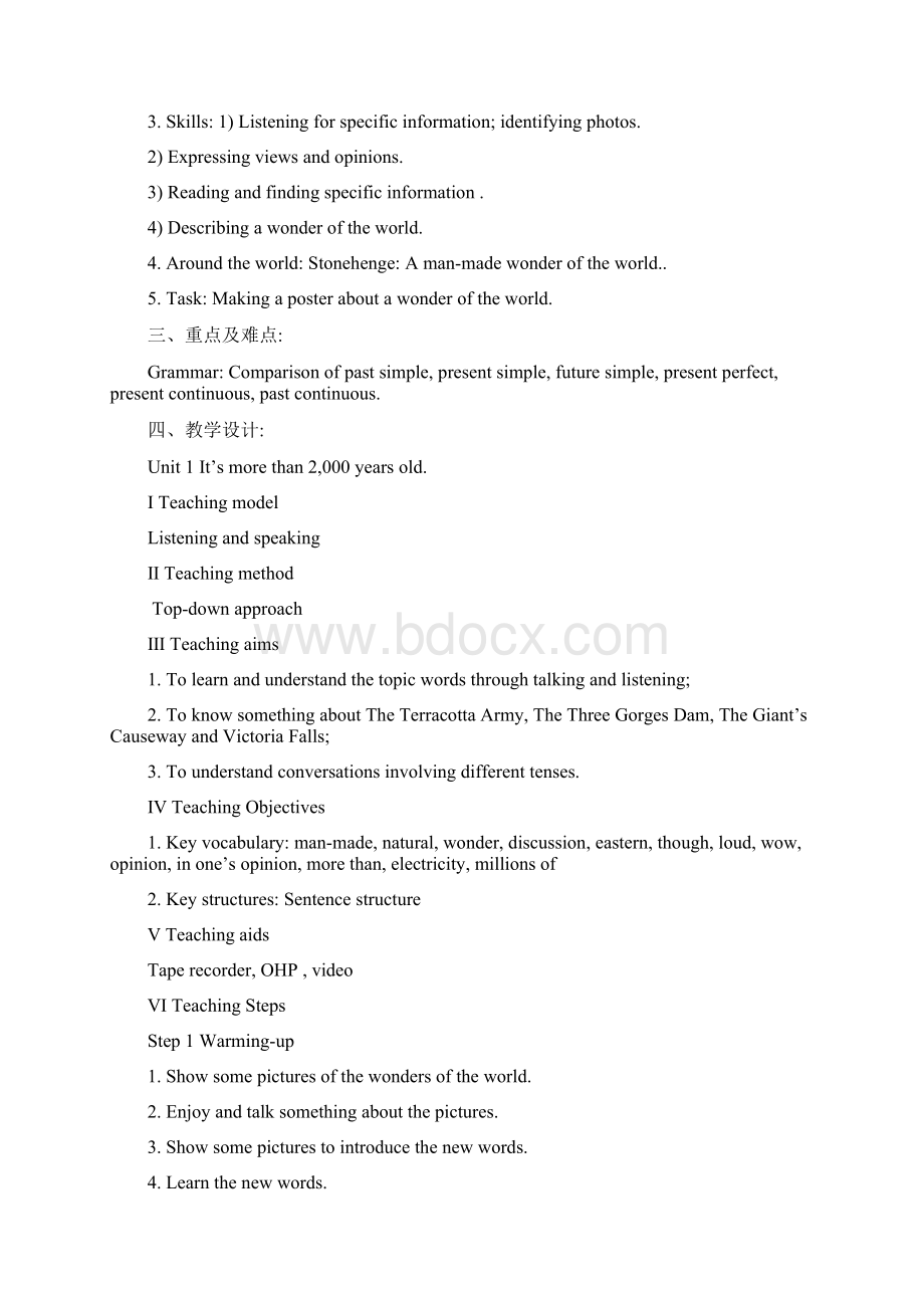 Module 1 Wonders of the world 教案.docx_第2页