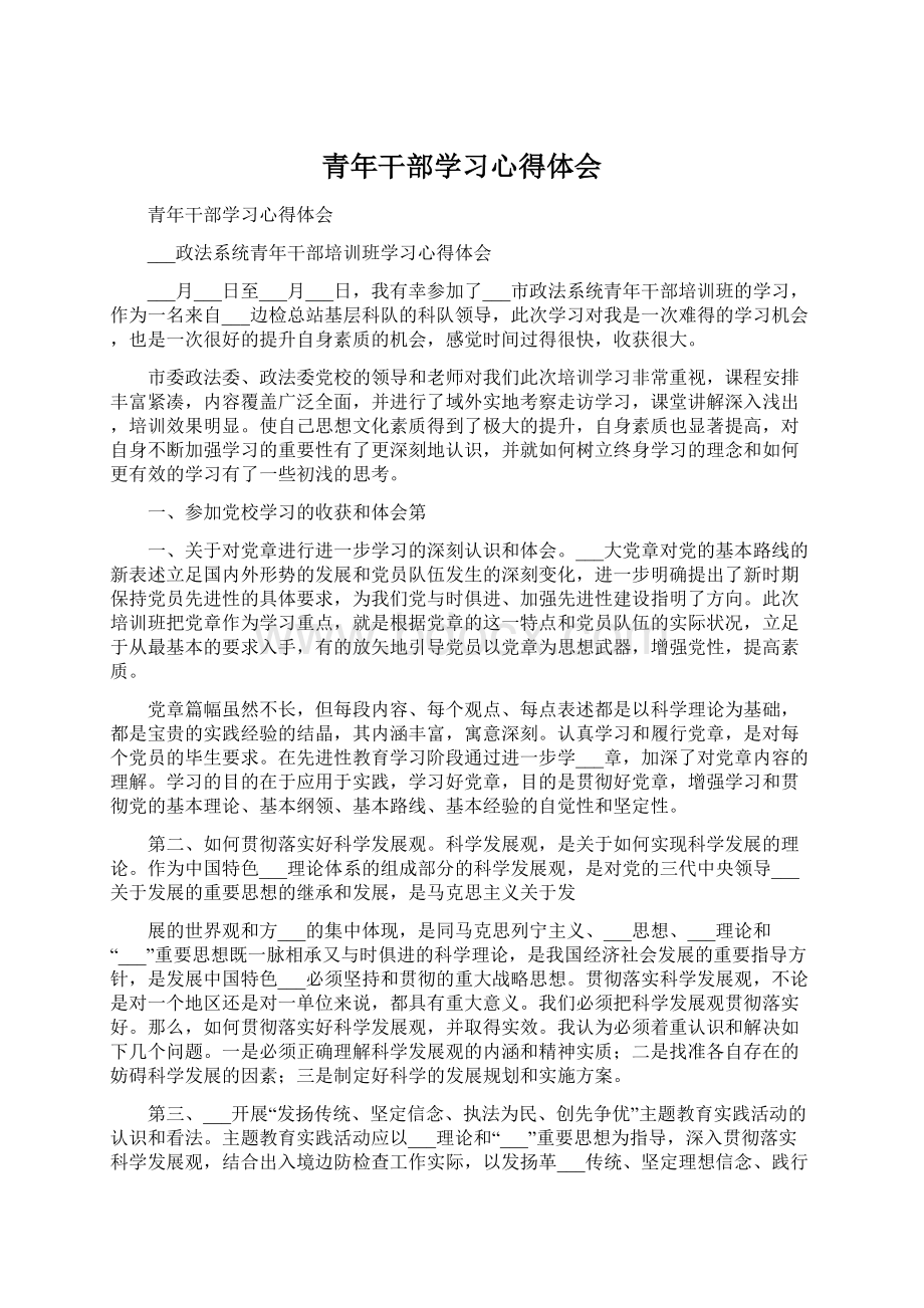 青年干部学习心得体会Word文件下载.docx