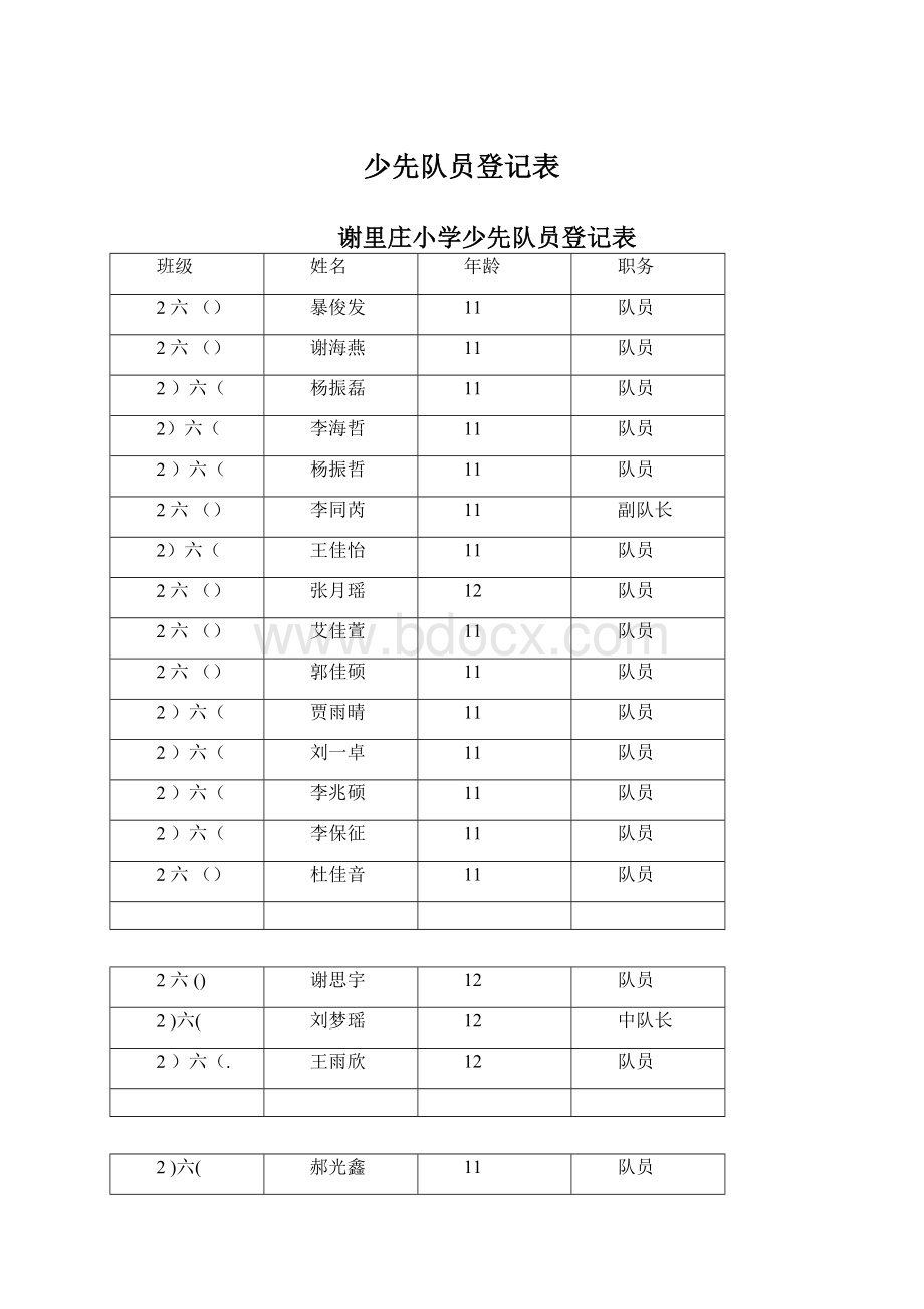 少先队员登记表.docx