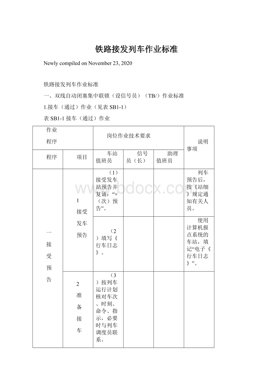 铁路接发列车作业标准Word格式文档下载.docx_第1页