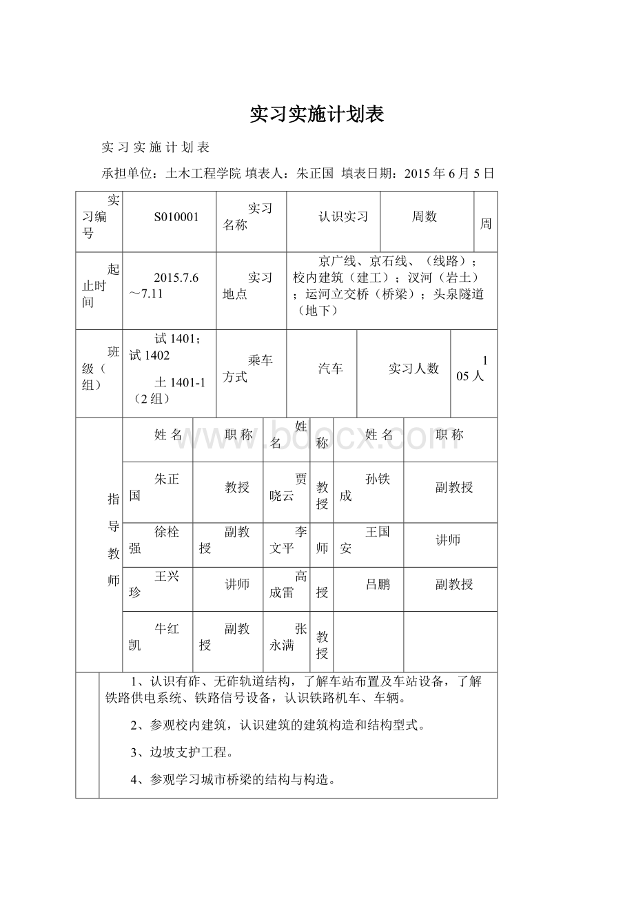 实习实施计划表Word文件下载.docx_第1页