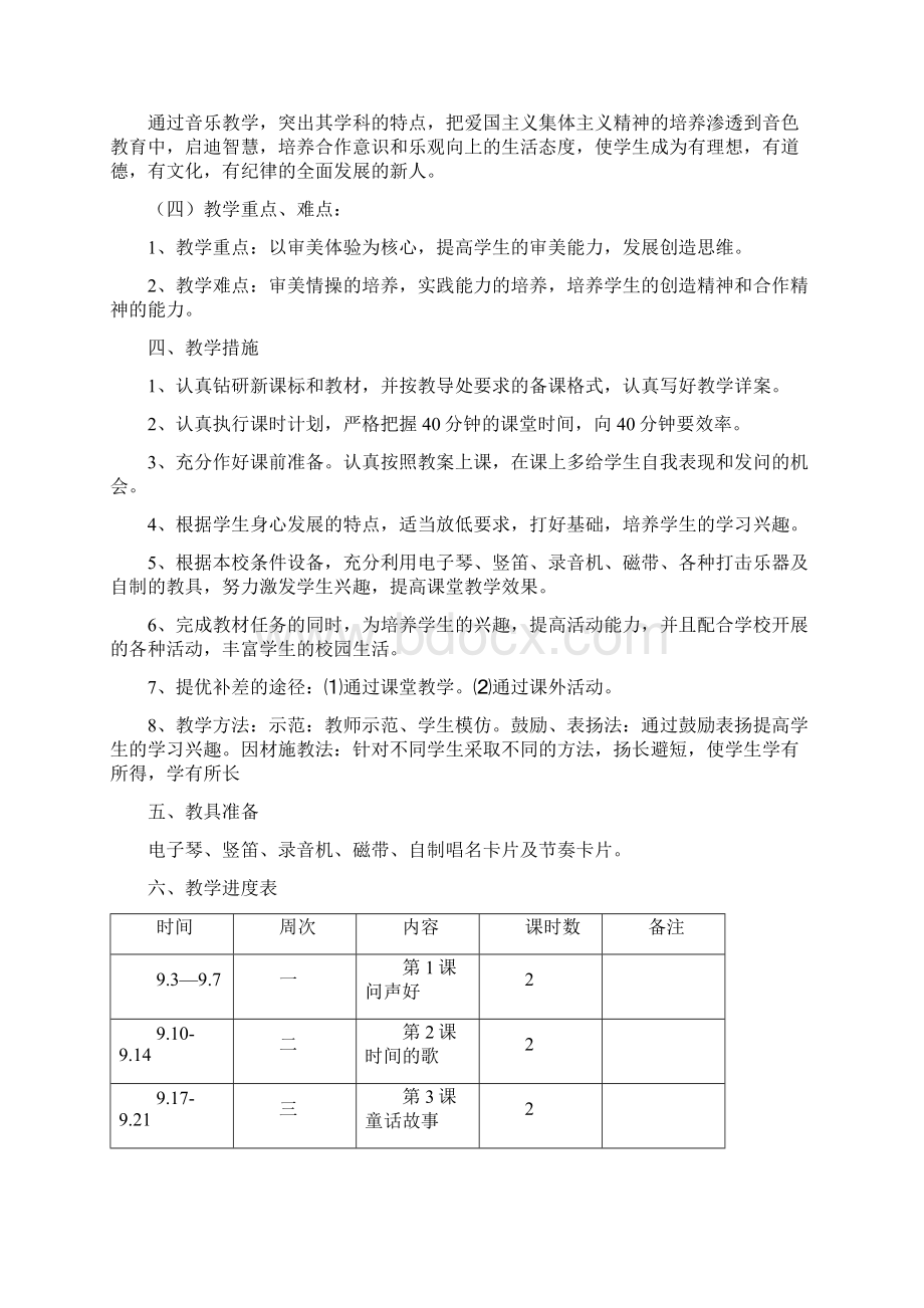 人音版小学二年级音乐学期教学计划.docx_第2页