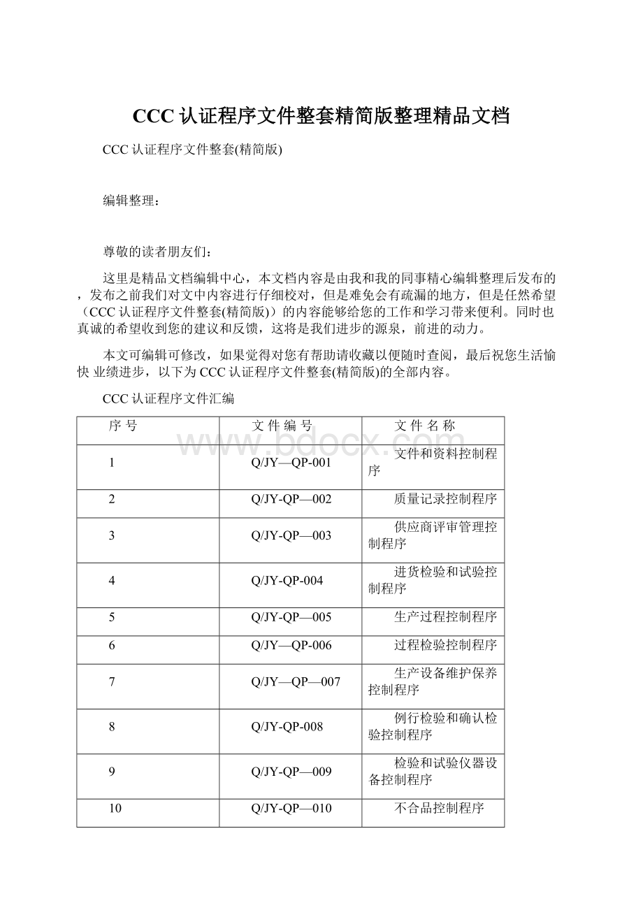 CCC认证程序文件整套精简版整理精品文档文档格式.docx