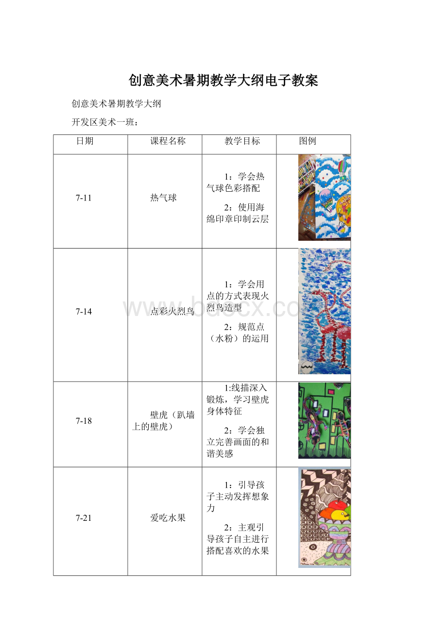 创意美术暑期教学大纲电子教案.docx_第1页