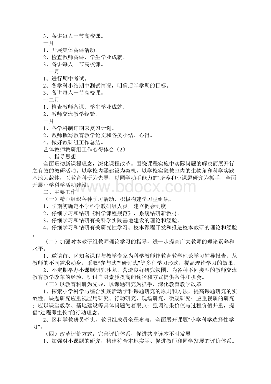 艺体教师教研组工作心得体会.docx_第2页