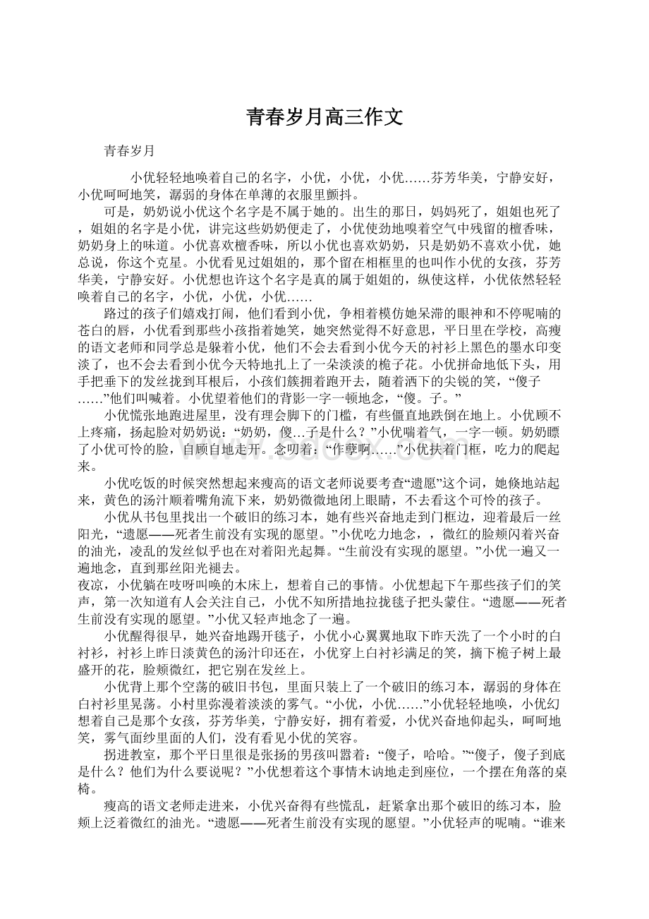 青春岁月高三作文文档格式.docx