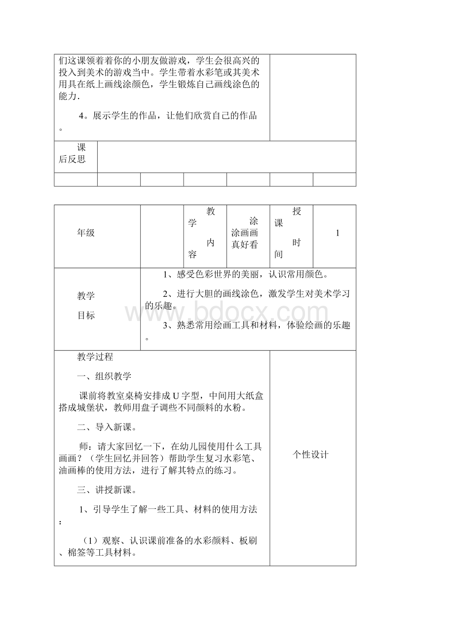 美术小学一年级上册教案王丽园.docx_第2页