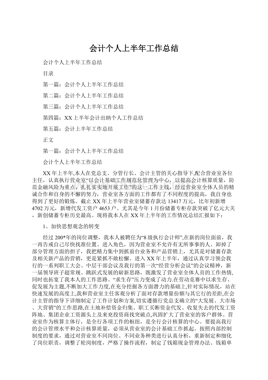 会计个人上半年工作总结文档格式.docx