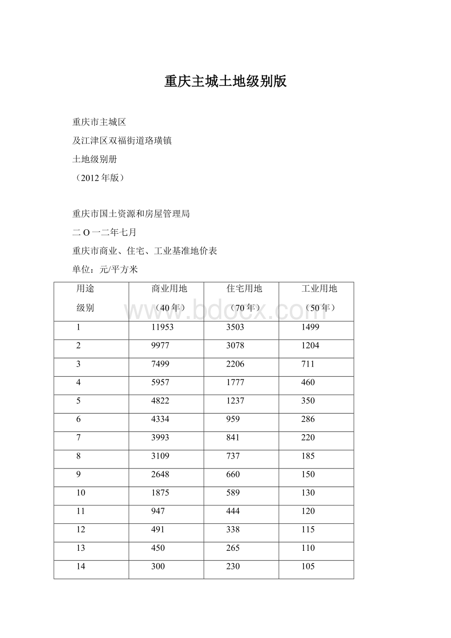 重庆主城土地级别版Word格式.docx_第1页