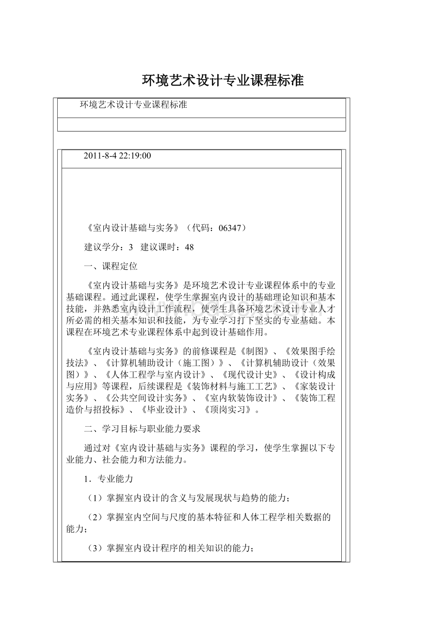 环境艺术设计专业课程标准Word下载.docx