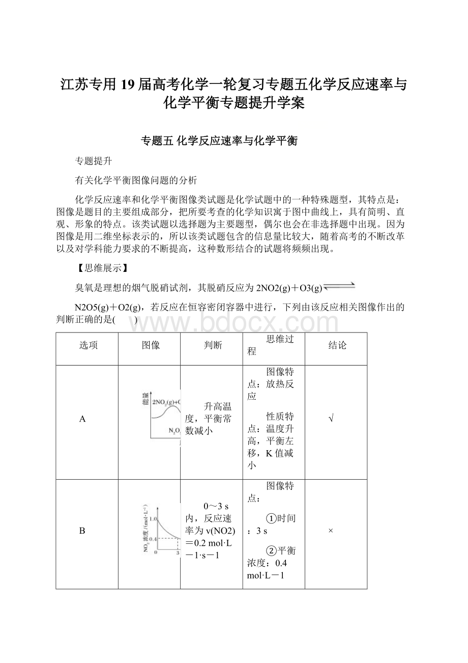 江苏专用19届高考化学一轮复习专题五化学反应速率与化学平衡专题提升学案.docx_第1页