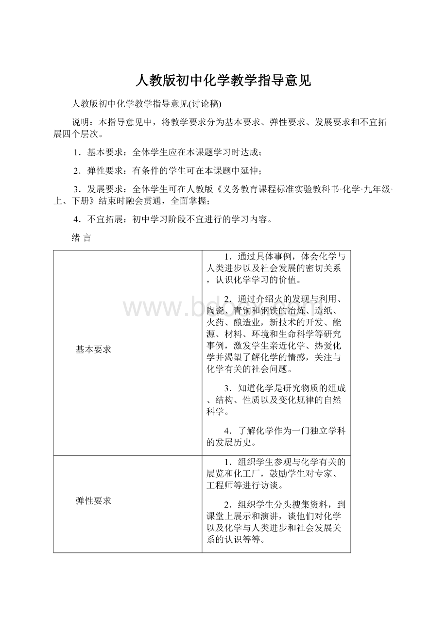 人教版初中化学教学指导意见.docx