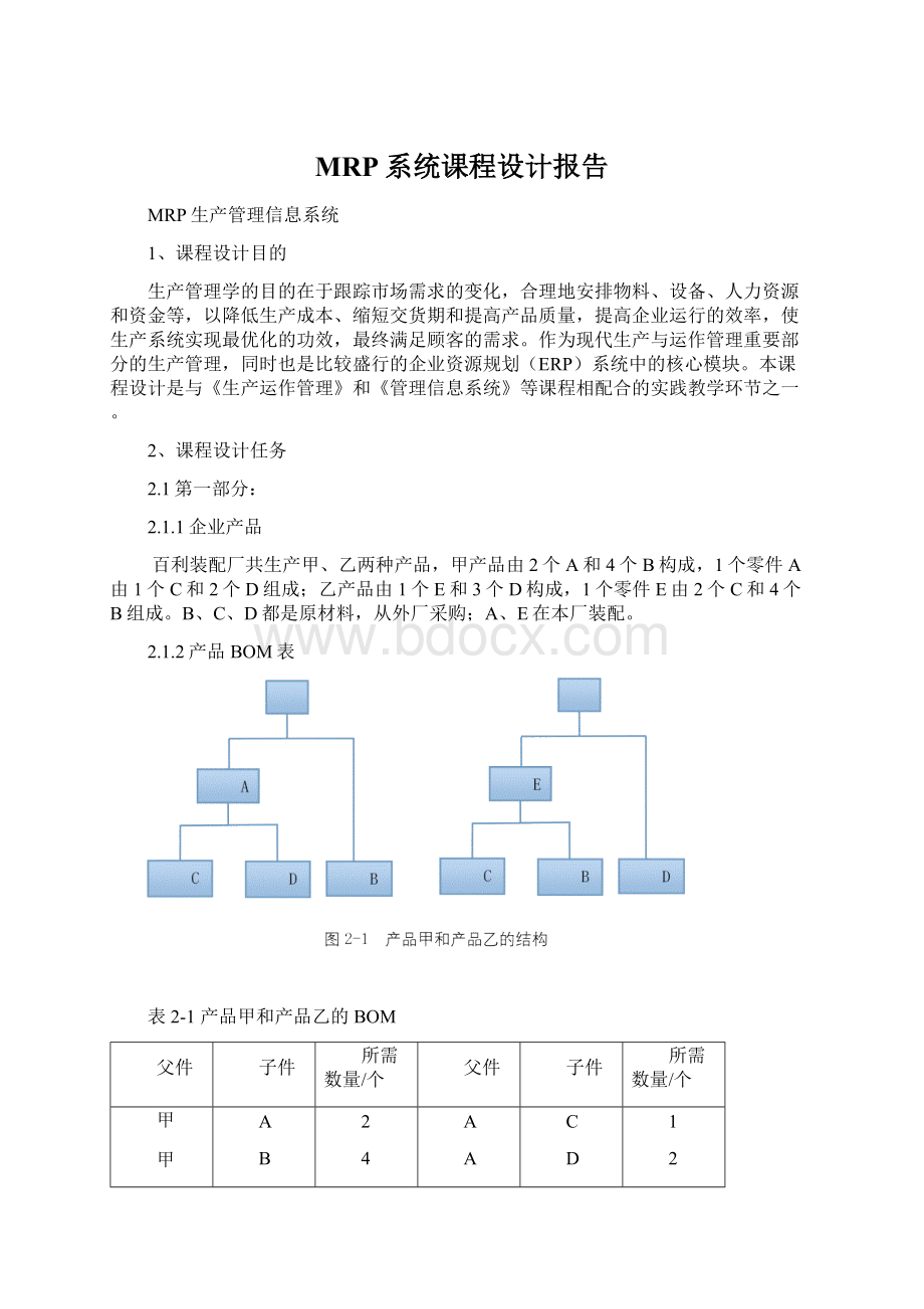 MRP系统课程设计报告Word下载.docx