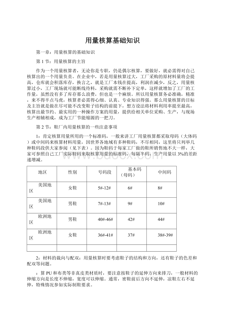 用量核算基础知识Word格式文档下载.docx