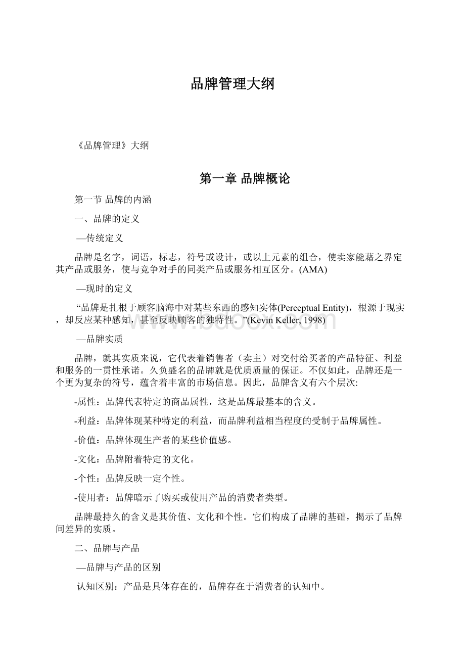 品牌管理大纲Word文件下载.docx