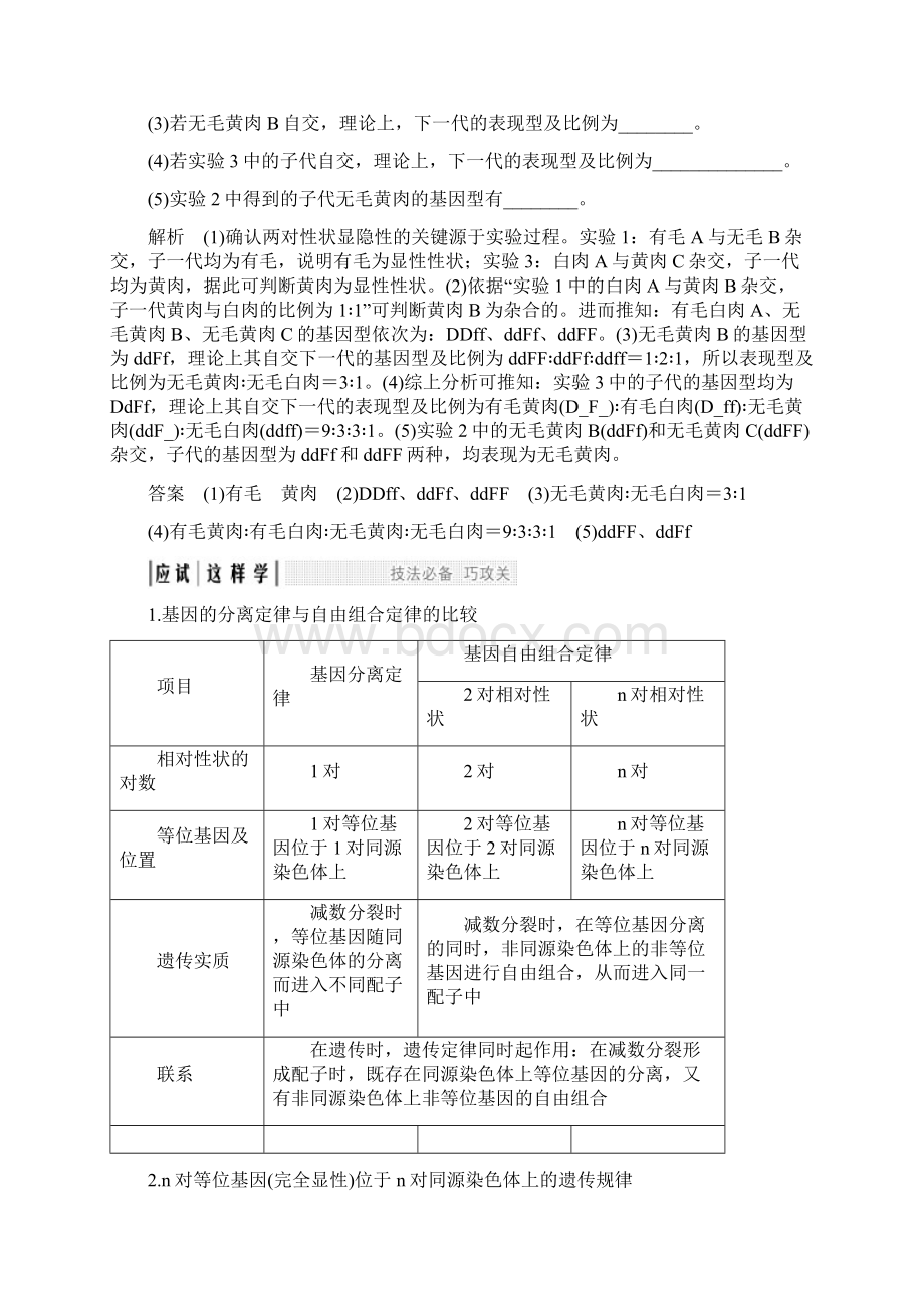 届 一轮复习人教版 自由组合定律解题方法及遗传实验设计 学案.docx_第2页