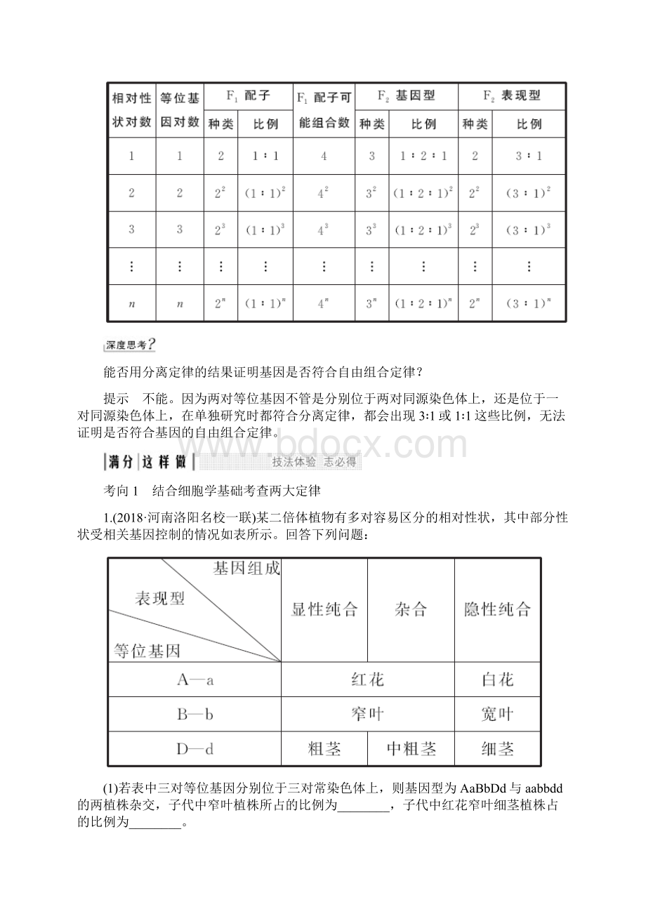 届 一轮复习人教版 自由组合定律解题方法及遗传实验设计 学案.docx_第3页