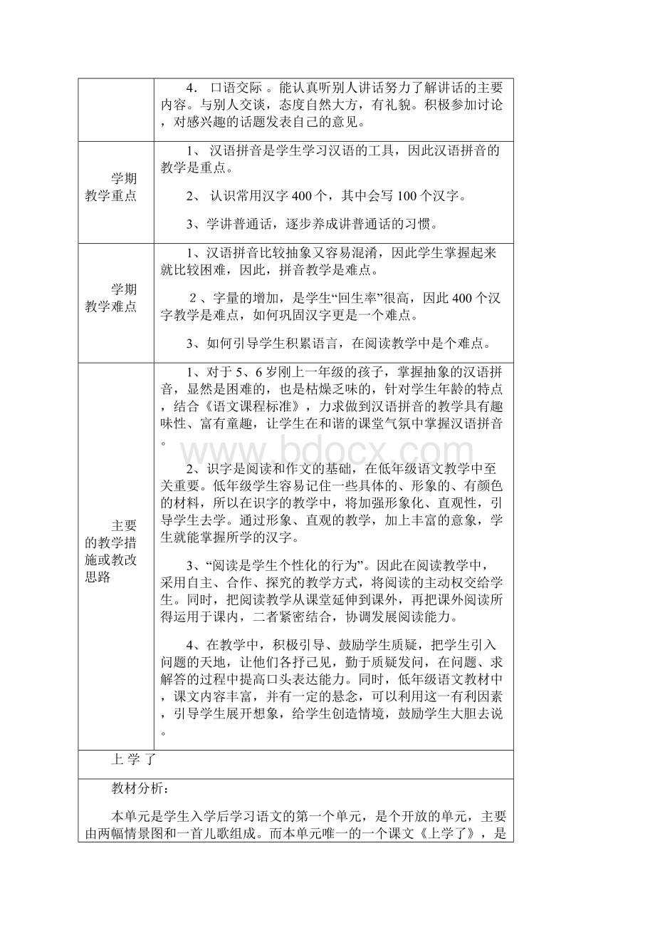 北师大版小学语文一年级上册全册教案表格版页2Word格式文档下载.docx_第2页