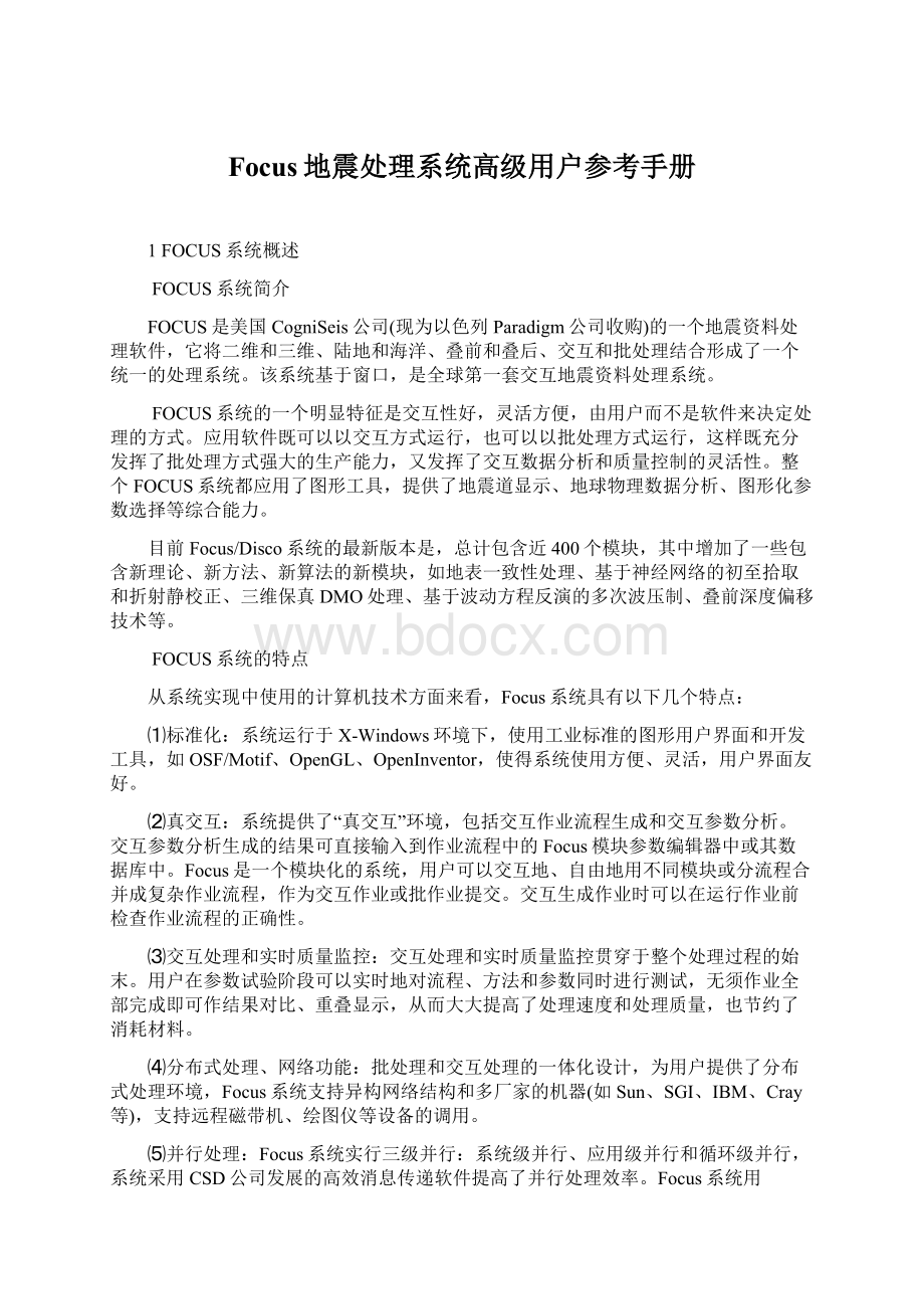 Focus地震处理系统高级用户参考手册Word下载.docx