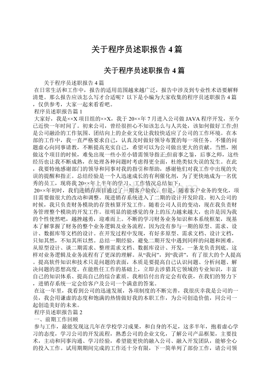 关于程序员述职报告4篇.docx