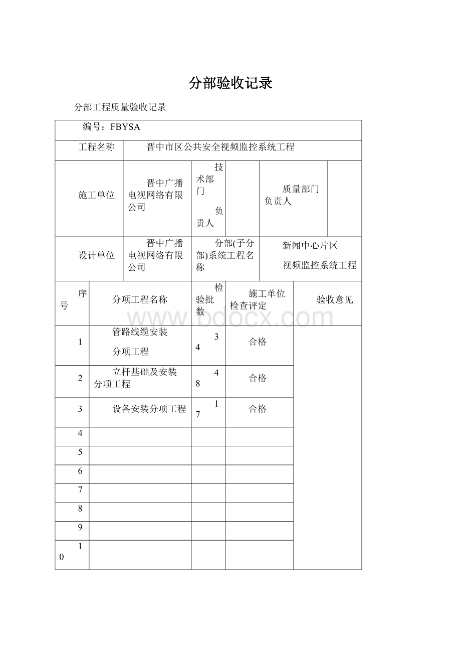 分部验收记录Word格式.docx