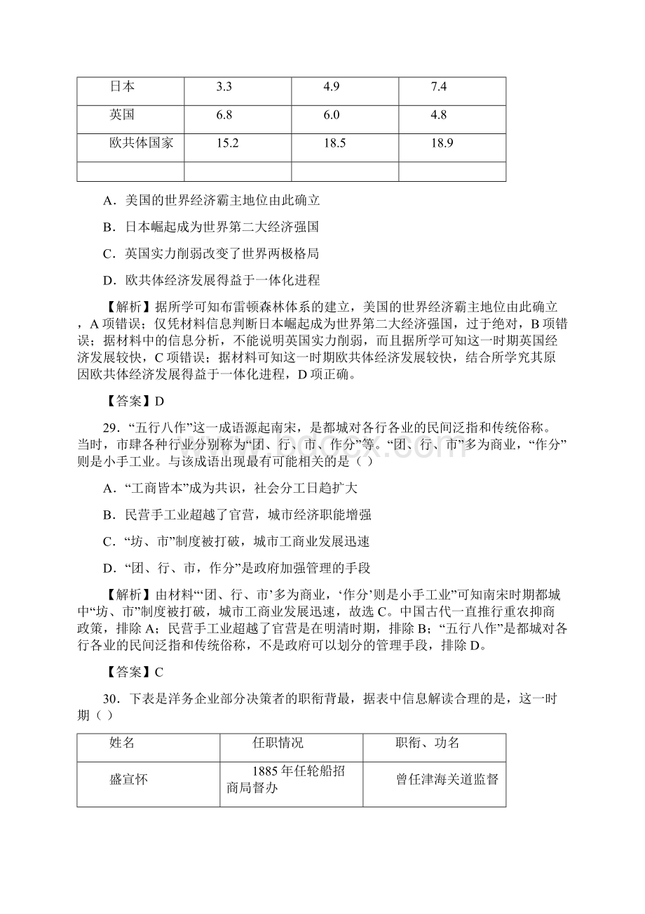 高考好教育高三最新信息卷历史四解析版Word文件下载.docx_第3页