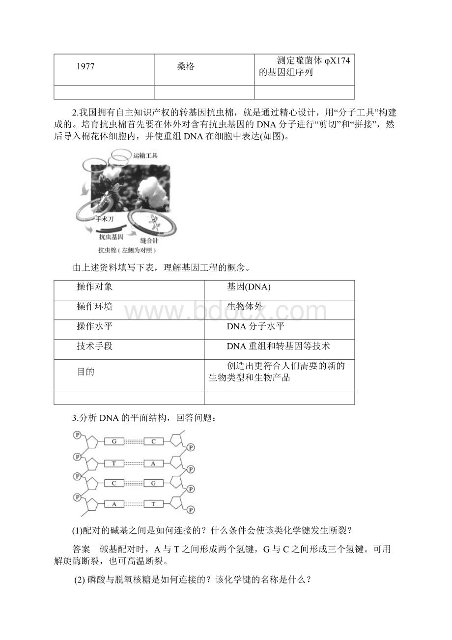 小初高学习学年高中生物 第一章 基因工程 第1课时 基因工程的发展历程和工具学Word下载.docx_第2页